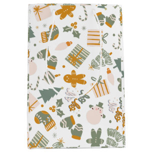 Green And Gold Christmas Holiday Party Medium Gift Bag