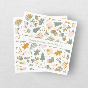 Green And Gold Christmas Holiday Party Napkin