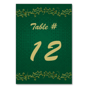 Green and Gold Christmas Party Table Number