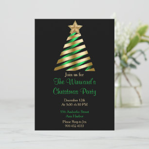 Green and Gold Christmas Tree Invitation