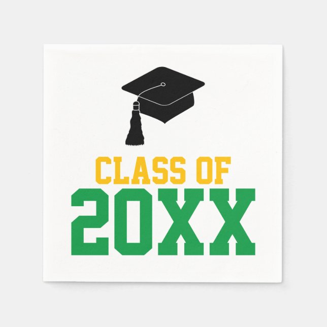 Green and Gold Class of 2024 Graduation Party Napkin (Front)