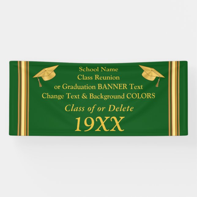 Green and Gold Class Reunion Banner or Graduation (Horizontal)