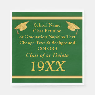 Green and Gold Class Reunion Napkins or Your
