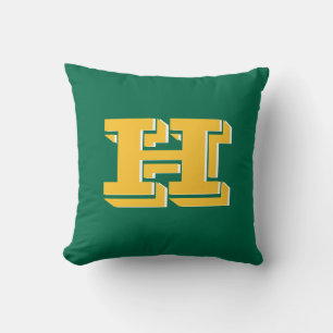 Green and Gold College Style Initial Monogram Cushion