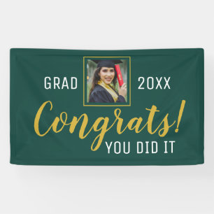 Green And Gold Congrats You Did It Grad 2020 Banner