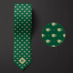 Green and Gold Dragon in Profile with Monogram Tie