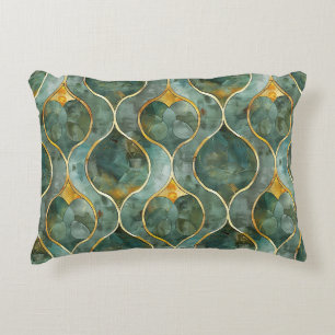 Green and Gold Elegant Pattern Decorative Cushion