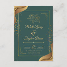 Green And Gold Elegant Wedding Invitation