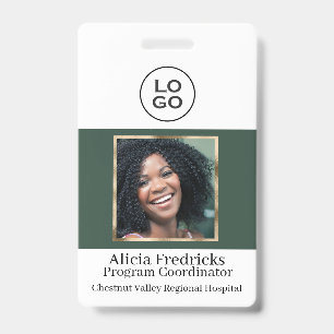 Green and Gold Employee Photo ID with Logo Badge