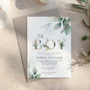 Green and Gold Eucalyptus Baby Shower Invitation