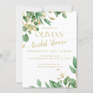 Green and Gold Eucalyptus Bridal Shower Invite