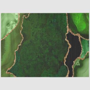 Green and Gold Faux Glitter Agate Tissue Paper