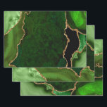 Green and Gold Faux Glitter Agate Wrapping Paper Sheet<br><div class="desc">These elegant and glamourous wrapping paper sheets are versatile and can be used for giving gifts or art and craft projects. It is ideal for any occasion such as birthdays, weddings, bridal showers, baby showers, anniversaries or general gifts. It features green marble agate on a distressed green background. The faux...</div>