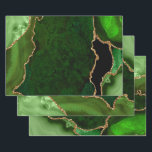 Green and Gold Faux Glitter Agate Wrapping Paper Sheet<br><div class="desc">These elegant and glamourous wrapping paper sheets are versatile and can be used for giving gifts or art and craft projects. It is ideal for any occasion such as birthdays, weddings, bridal showers, baby showers, anniversaries or general gifts. It features green marble agate on a distressed green background. The faux...</div>