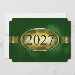 Green and Gold Floral Button 2027 Card