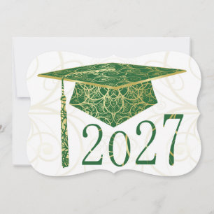 Green and Gold Floral Cap 2027 Card