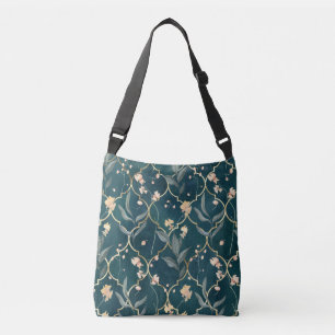 Green and Gold Floral Crossbody Bag