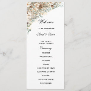 Green and gold floral double side program card 
