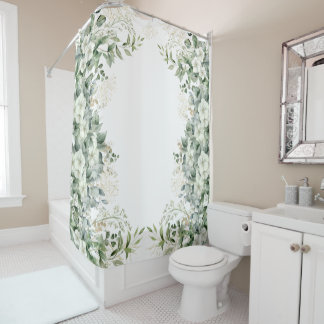 Green And Gold Floral Nature-Inspired  Shower Curtain