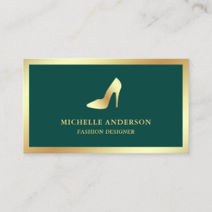 Green and Gold Foil High Heels Stilettos Business Card