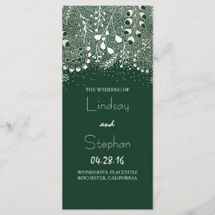 Green and gold Garden Florals Wedding Programs Programme