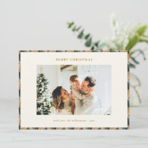 Green and Gold Geometric Art Deco Christmas Photo Holiday Card