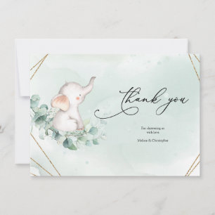 Green and Gold Geometric Frame Baby Shower Thank You Card