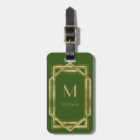 Green and Gold Geometric | Monogram & Name