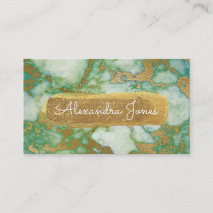 Green and Gold Glitter and Sparkle Marble Business Card