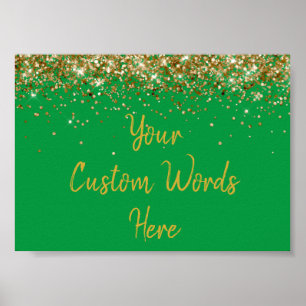 Green and Gold Glitter Birthday Party Anniversary Poster