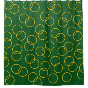 Green and Gold Glitter Circles Shower Curtain