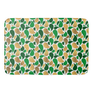 Green and Gold Glitter Festive Pattern Fusion Bath Mat