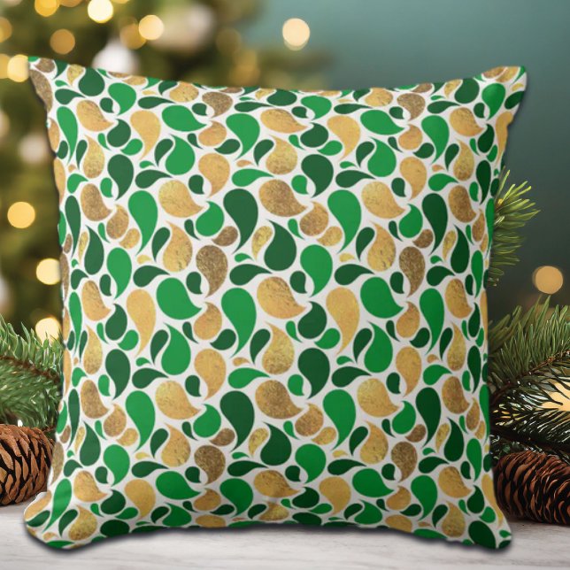 Green and Gold Glitter Festive Pattern Fusion Cushion (Creator Uploaded)