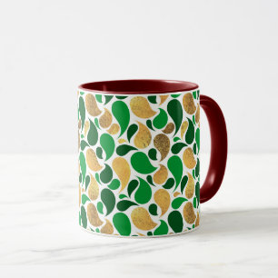 Green and Gold Glitter Festive Pattern Fusion Mug