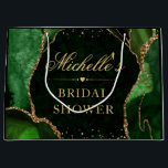 Green and Gold Glitter Marble Agate Bridal Shower Large Gift Bag<br><div class="desc">Elegant Dark Green and Gold Glitter Agate design with a marble texture background and diamonds</div>
