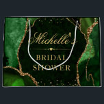 Green and Gold Glitter Marble Agate Bridal Shower Large Gift Bag<br><div class="desc">Elegant Dark Green and Gold Glitter Agate design with a marble texture background and diamonds</div>