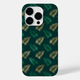 Green and Gold Glitter on Tropical Leaves Case-Mate iPhone 14 Pro Case