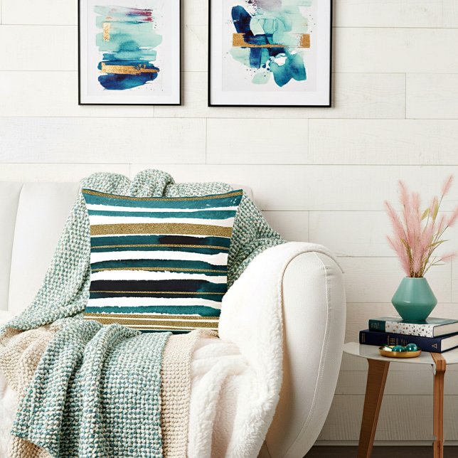 Green and gold glitter stripes  cushion (Creator Uploaded)