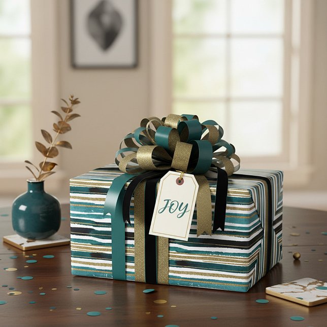 Green and gold glitter stripes  wrapping paper (Creator Uploaded)