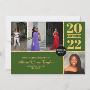 Green and Gold Graduation announcement w/ Photo
