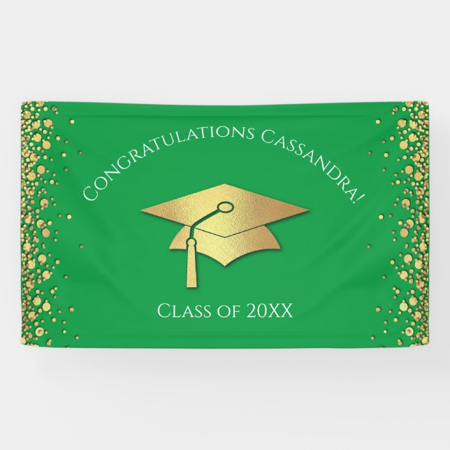 Green and Gold Graduation Banner (Horizontal)