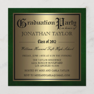 Green and Gold Graduation Invitation