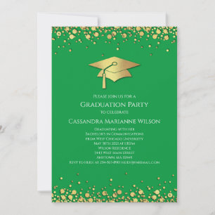 Green and Gold Graduation Invitation