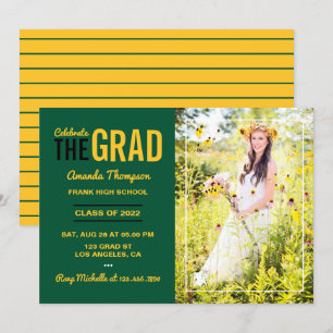 Green and Gold Graduation Party Invitation