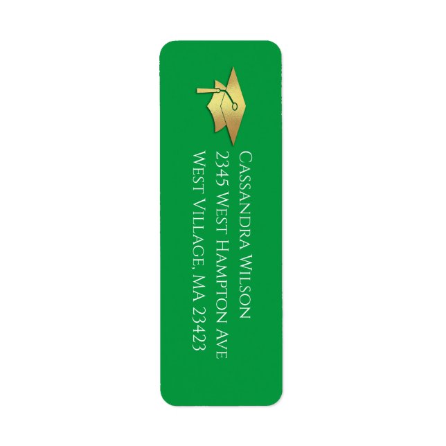 Green and Gold Graduation Return Address (Front)