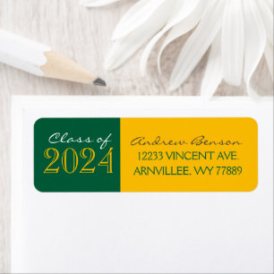 Green and Gold Graduation Return Address Labels