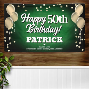 Green and Gold Happy Birthday Banner