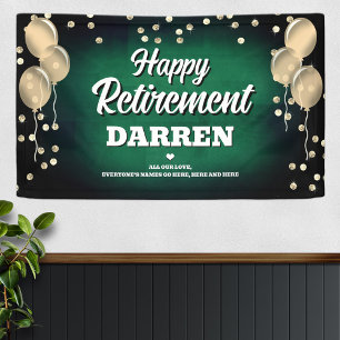 Green and Gold Happy Retirement  Banner