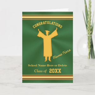 Green and Gold High School Graduation Cards