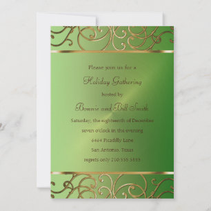 Green and Gold Holiday Party Invitation